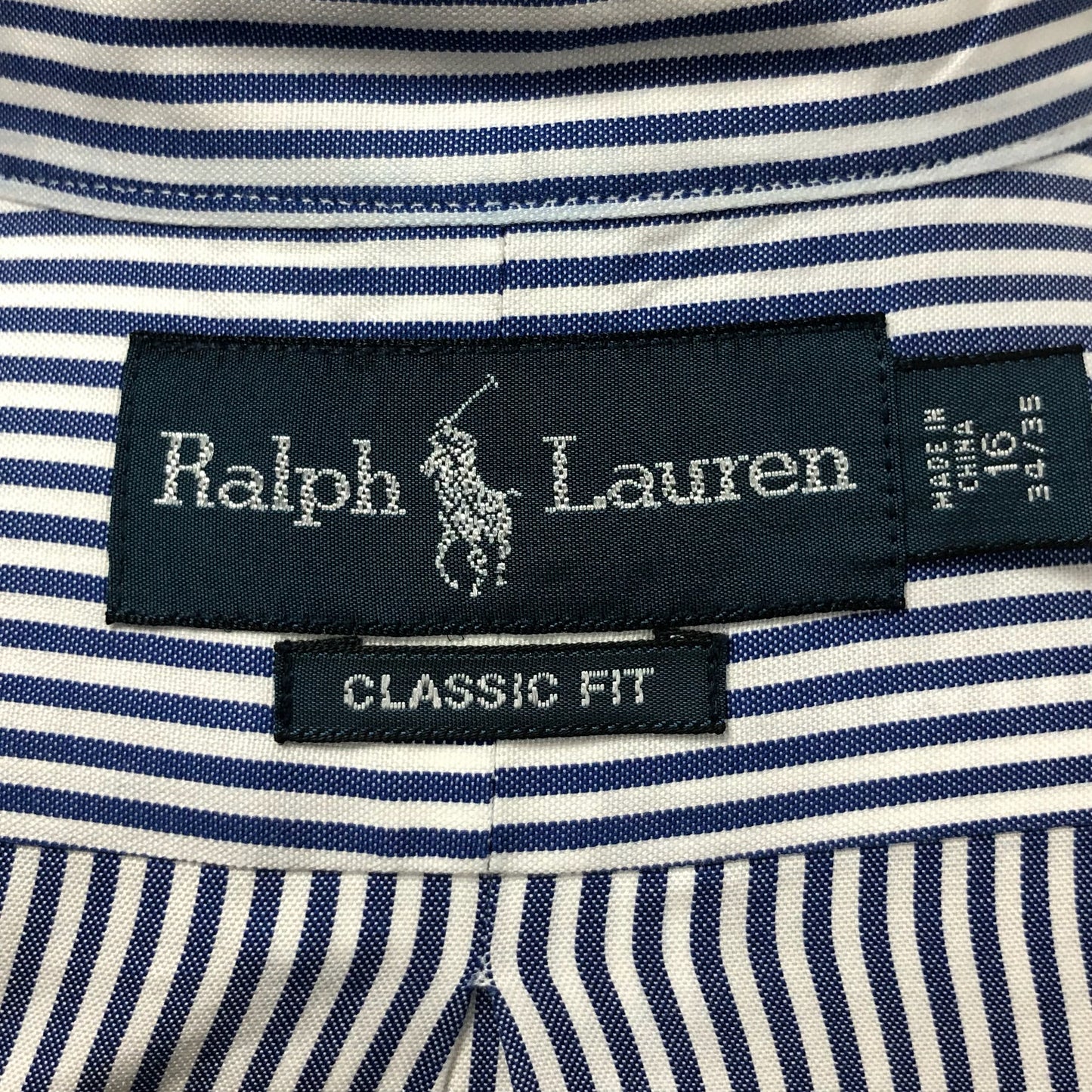 Camisa Polo Ralph Lauren 🏇🏼 con patron de rayas en color azul navy y blanco Talla L Entalle Regular