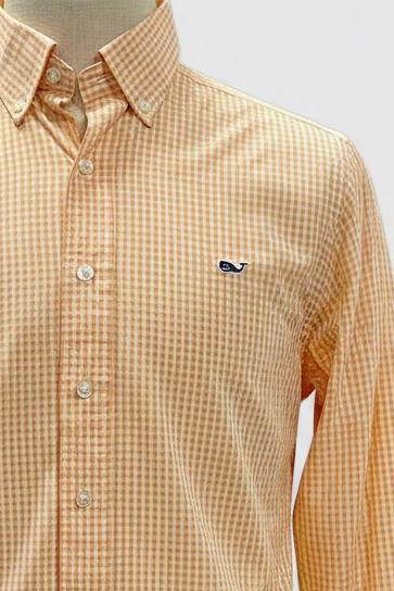 Camisa Vineyard Vines 🐳 de cuadros gingham naranja y blanco Talla S Entalle Slim Fit