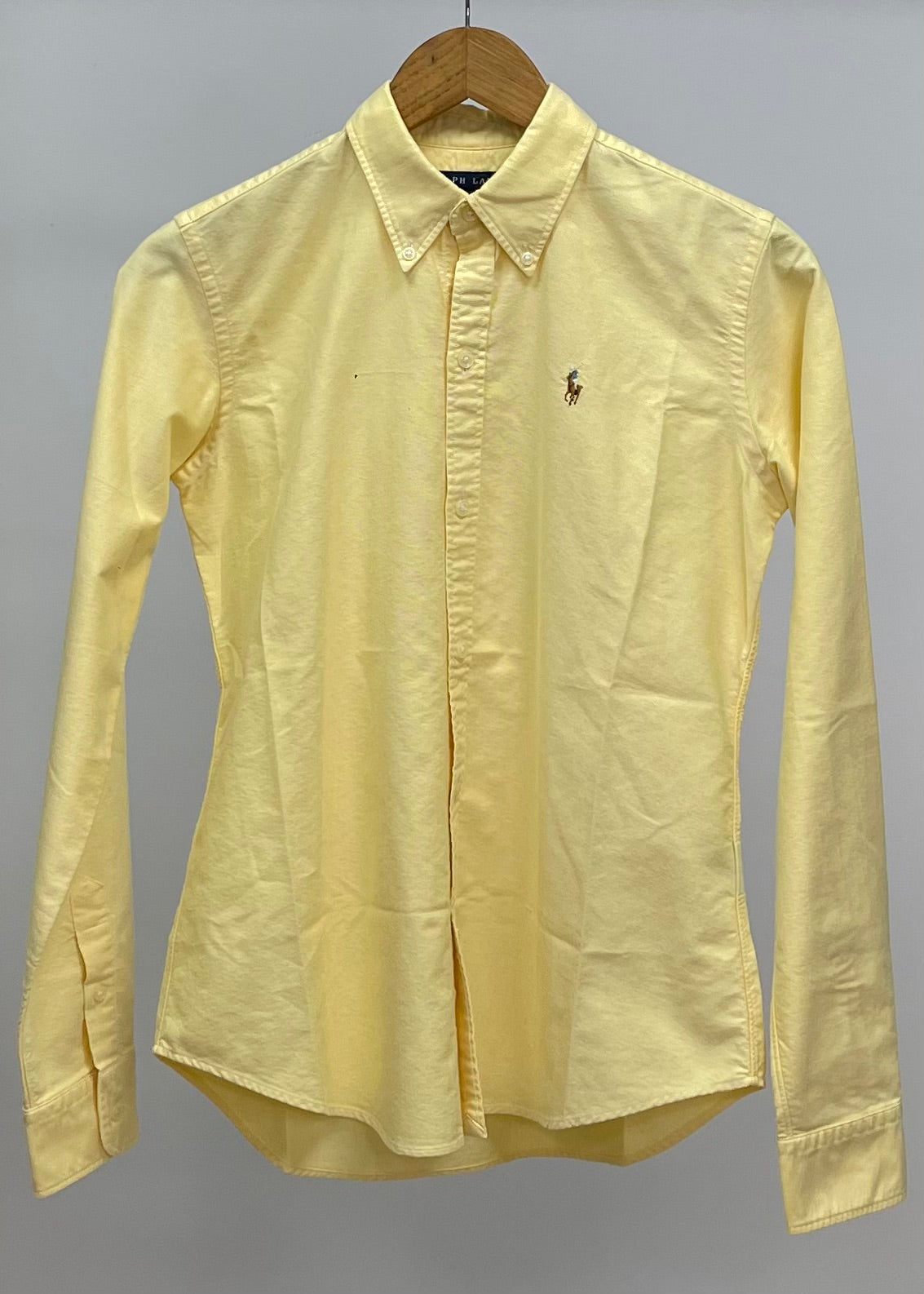 Camisa de mujer Polo Ralph Lauren 🏇🏼 Oxford color amarillo Talla S Entalle Slim Fit