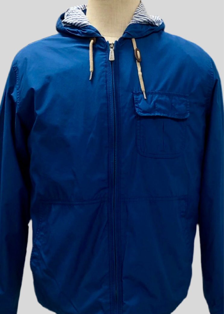 Jacket con capucha Brooks Brothers 🐑 color azul con zíper completo y bolsillo Talla M