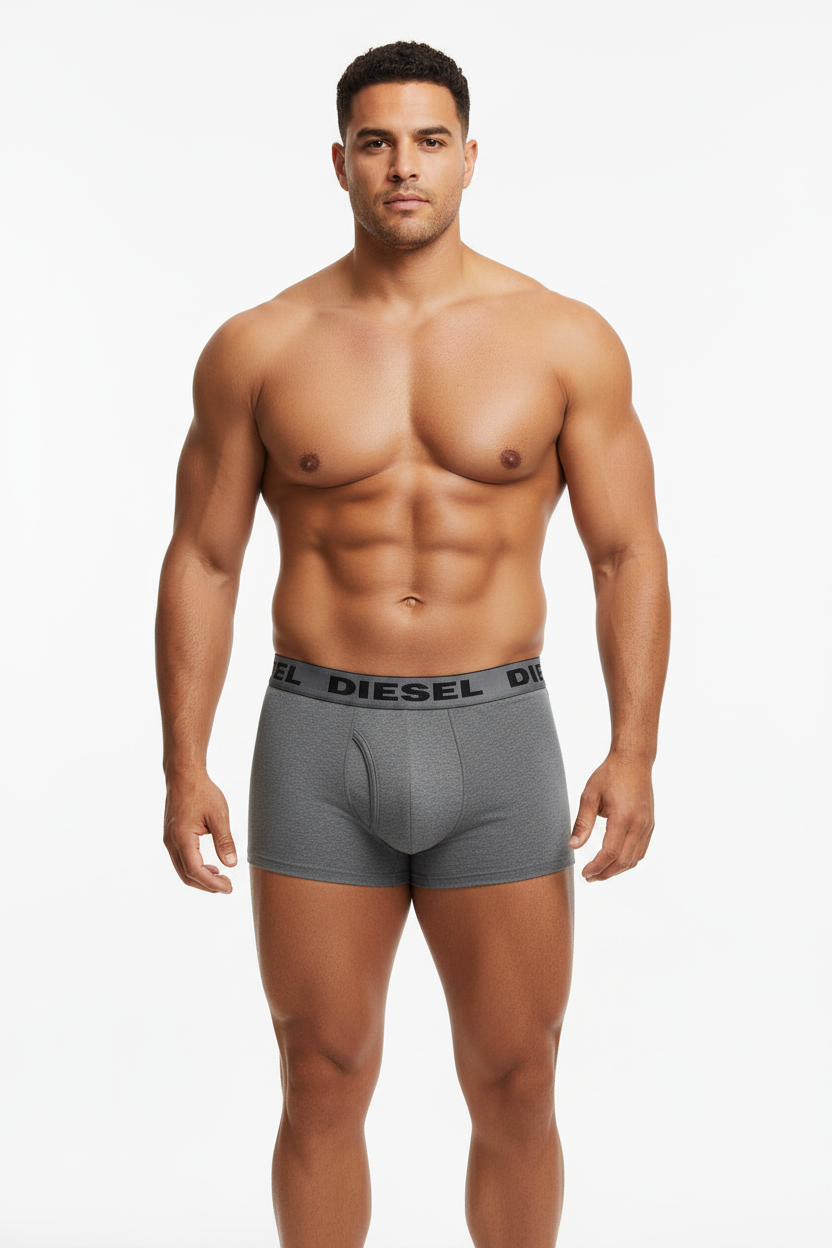 Combo de 3 Boxers Briefs Diesel Tela de Algodón color Negro y Gris Talla XL