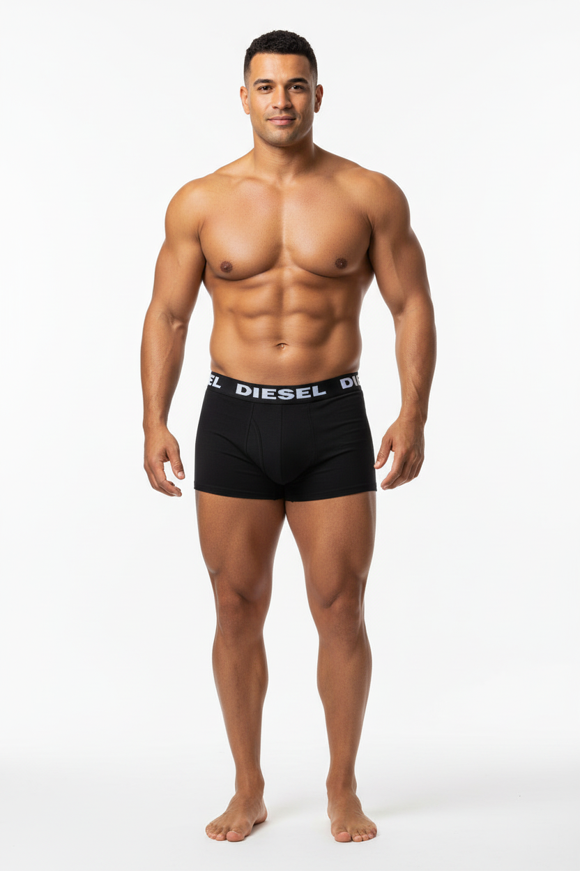 Combo de 3 Boxers Briefs Diesel Tela de Algodón color Negro y Gris Talla XL