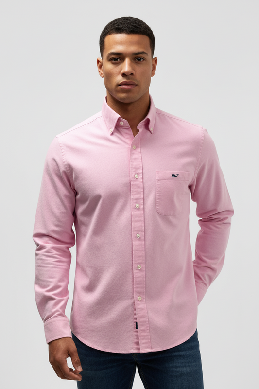 Camisa de botones Vineyard Vines 🐳 Oxford Color rosado claro Talla M Entalle Slim Fit