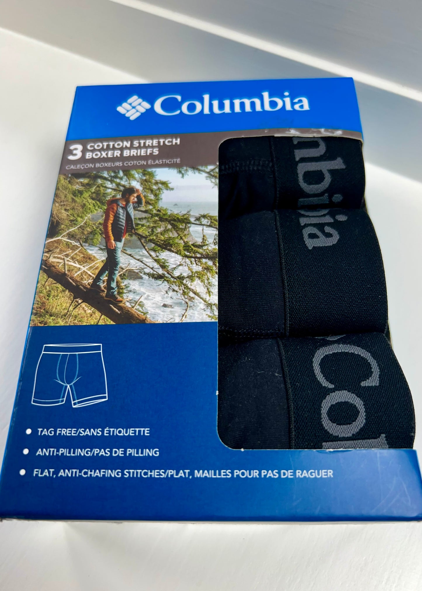 Combo de 3 Boxers Briefs Columbia 🔷 Tela de algodón stretch color Negro Talla   L