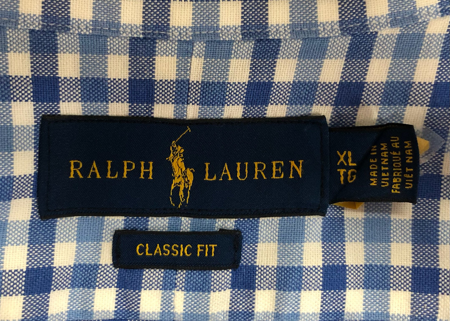 Camisa de botones Polo Ralph Lauren 🏇🏼 Oxford blanca de cuadros en color celeste y azul Talla XL Entalle Regular