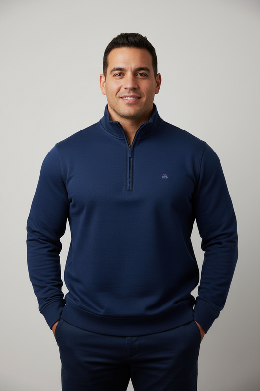 Sueter Jersey Brooks Brothers 🐑 color azul oscuro con logo celeste Talla XL