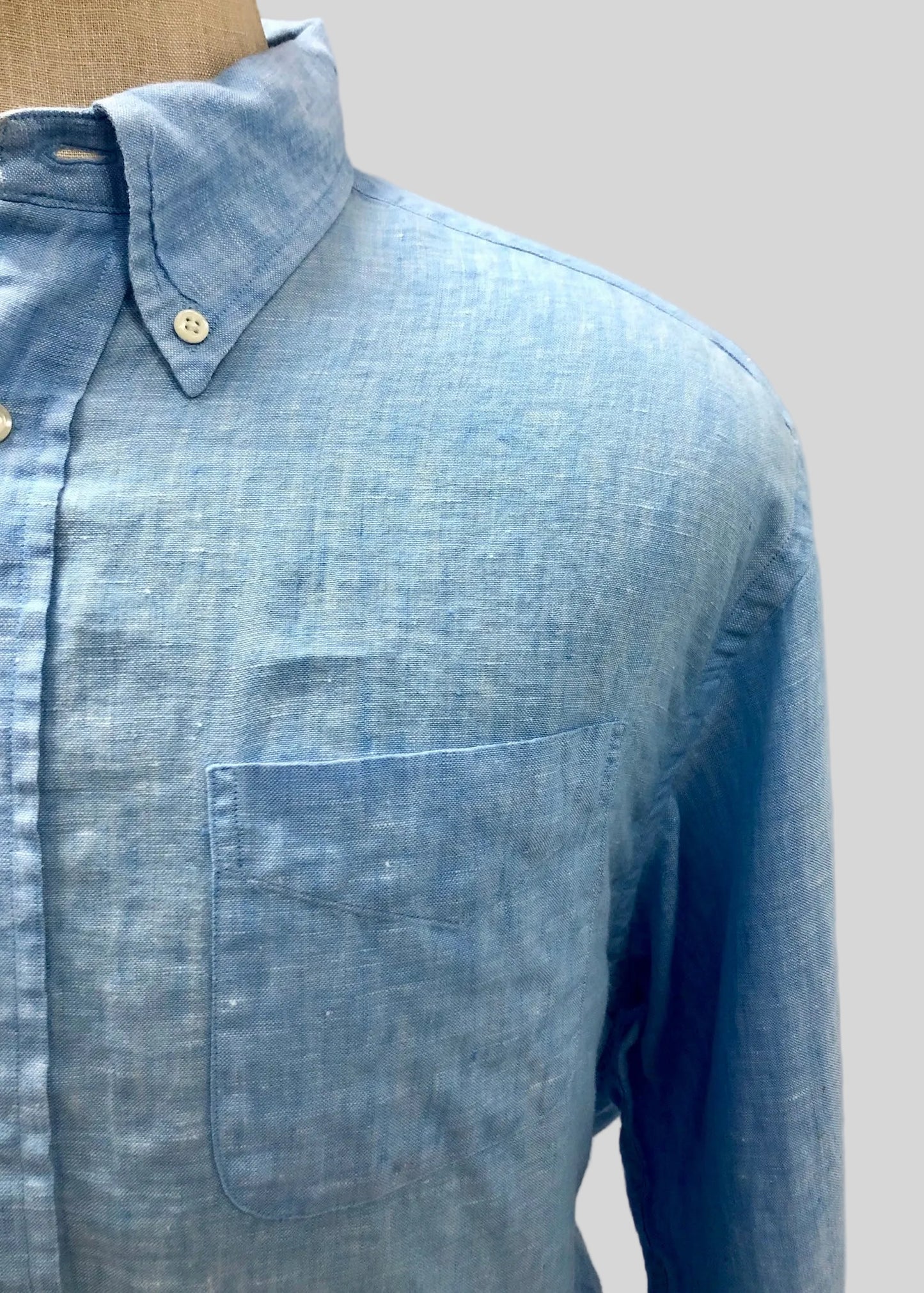 Camisa Brooks Brothers 🐑 De lino color celeste Talla XL Entalle Regular (ver descripción)