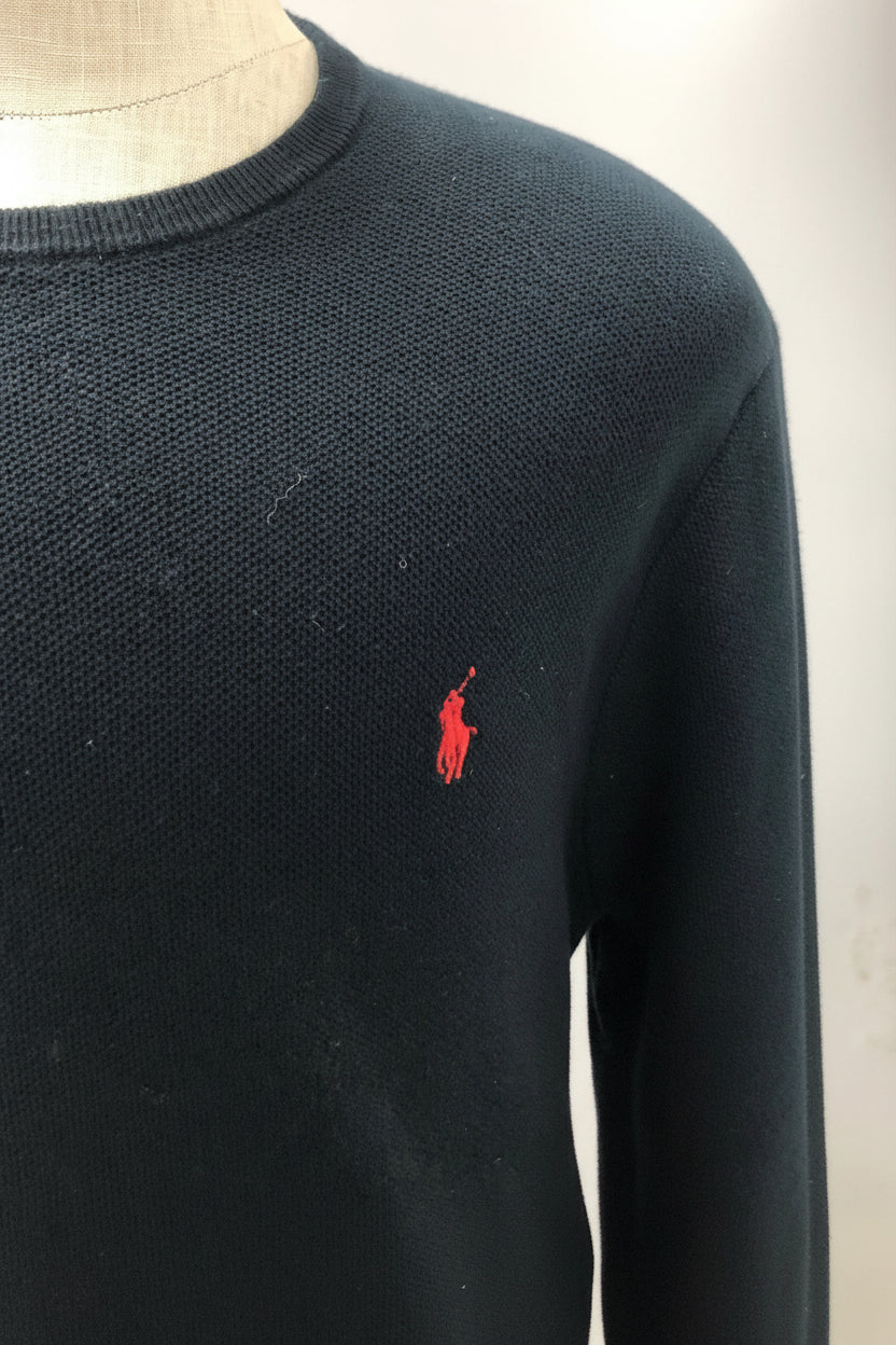 Sueter Jersey Polo Ralph Lauren 🏇🏼 cuello redondo color negro con logo rojo Talla XL