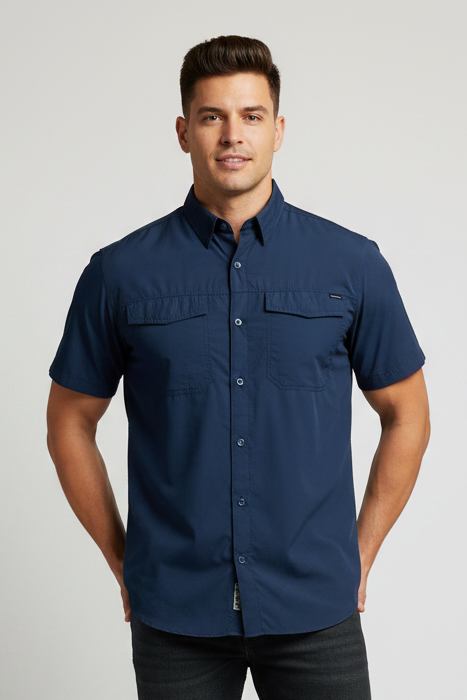 Camisa Columbia 🔹color azul navy con Omni Shade Manga corta Talla L