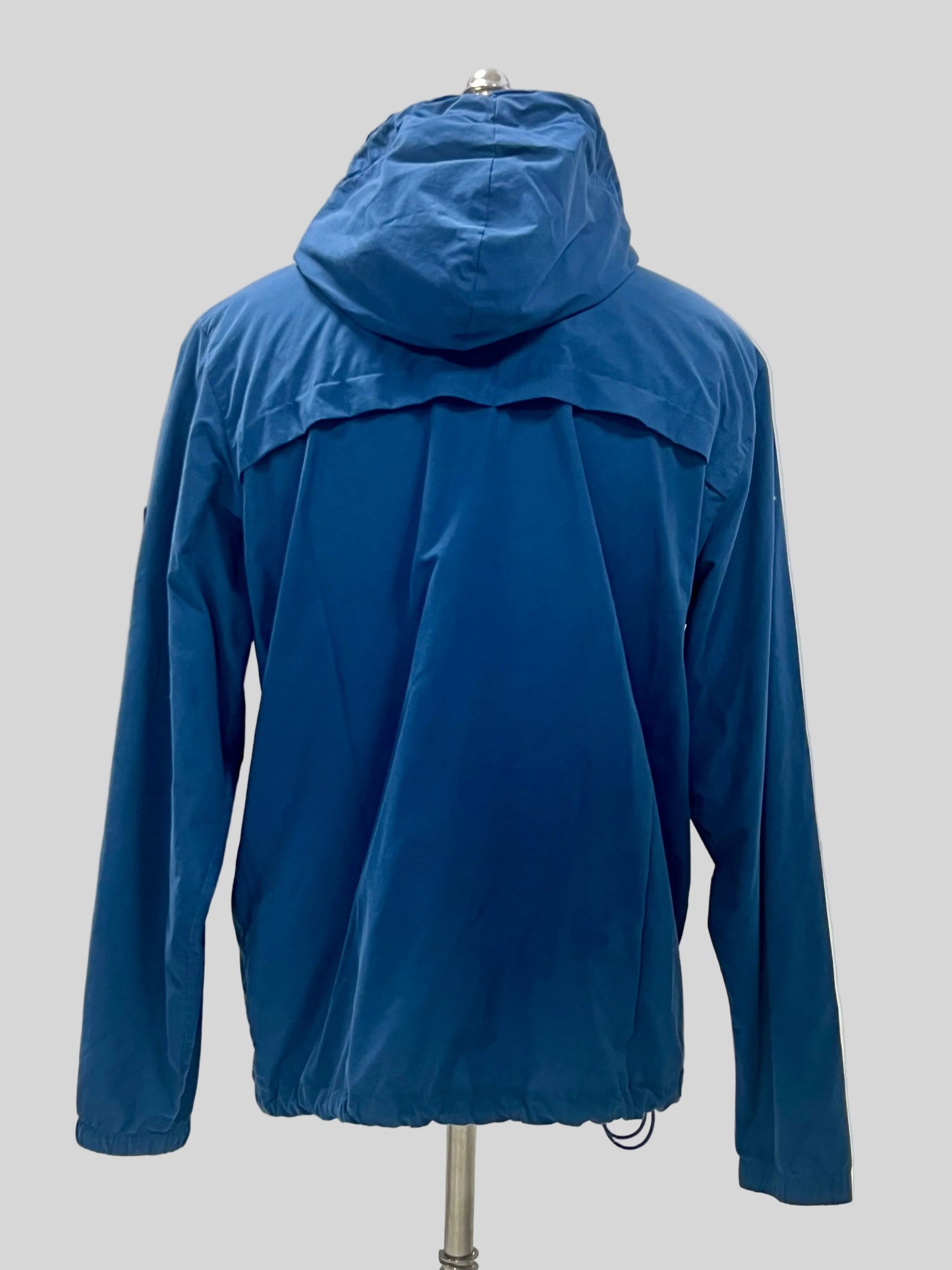 Jacket con capucha Columbia 🔷 color azul con zíper completo y logo en color kaki Talla L