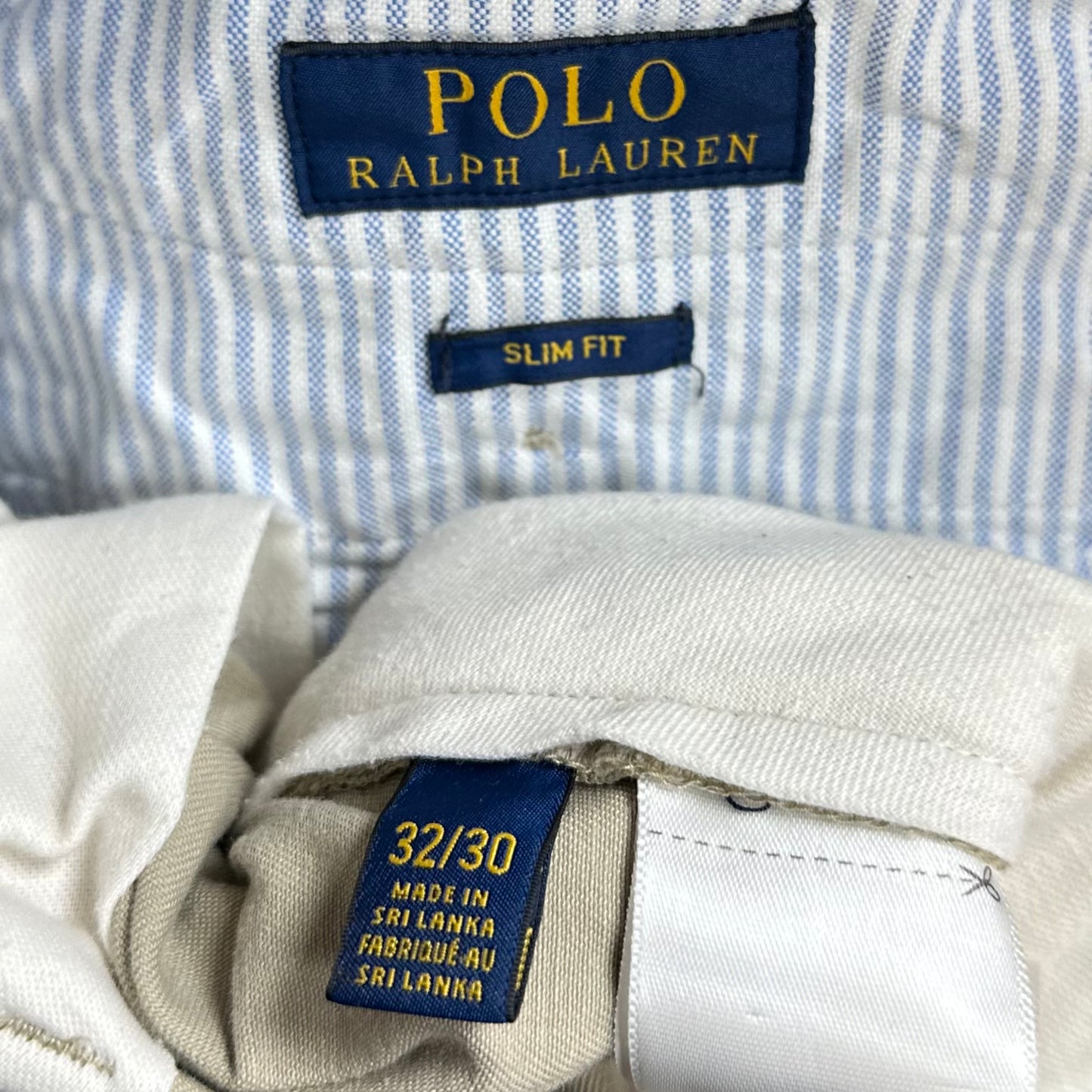 Pantalon casual Polo Ralph Lauren 🏇🏼color crema Talla 32x30 Corte Slim Fit