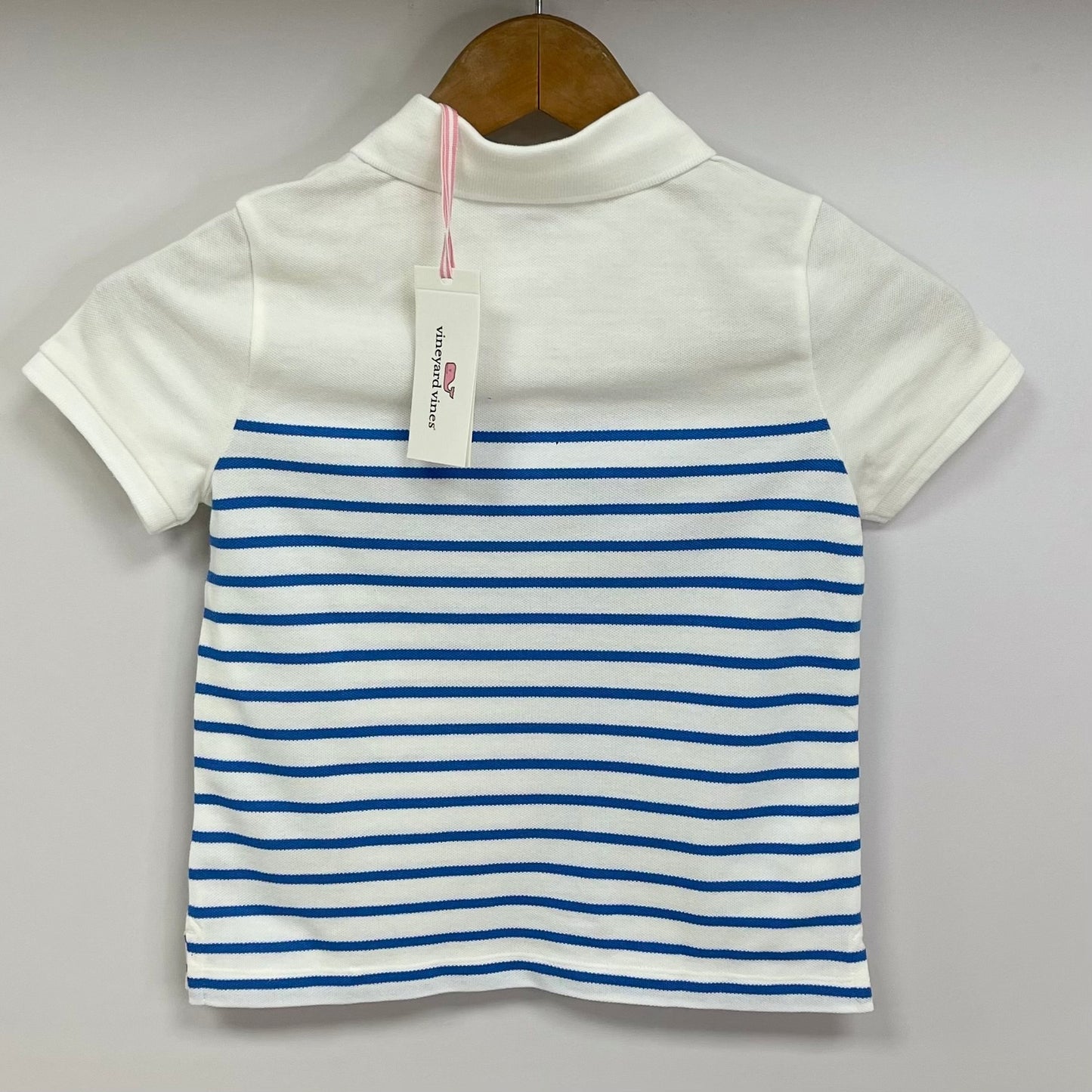 Camiseta Polo de niña Vineyard Vines 🐳 color blanco con rayas en azul Talla XS (5-6) Entalle Regular