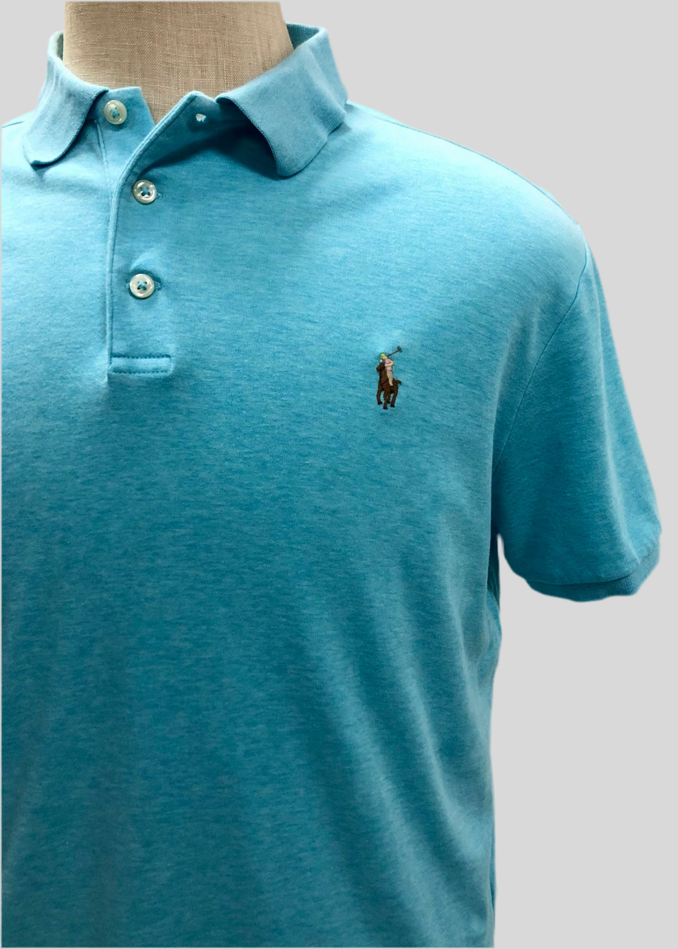 Camiseta Polo Ralph Lauren 🏇🏼 color turquesa Talla L Entalle Custom Slim Fit
