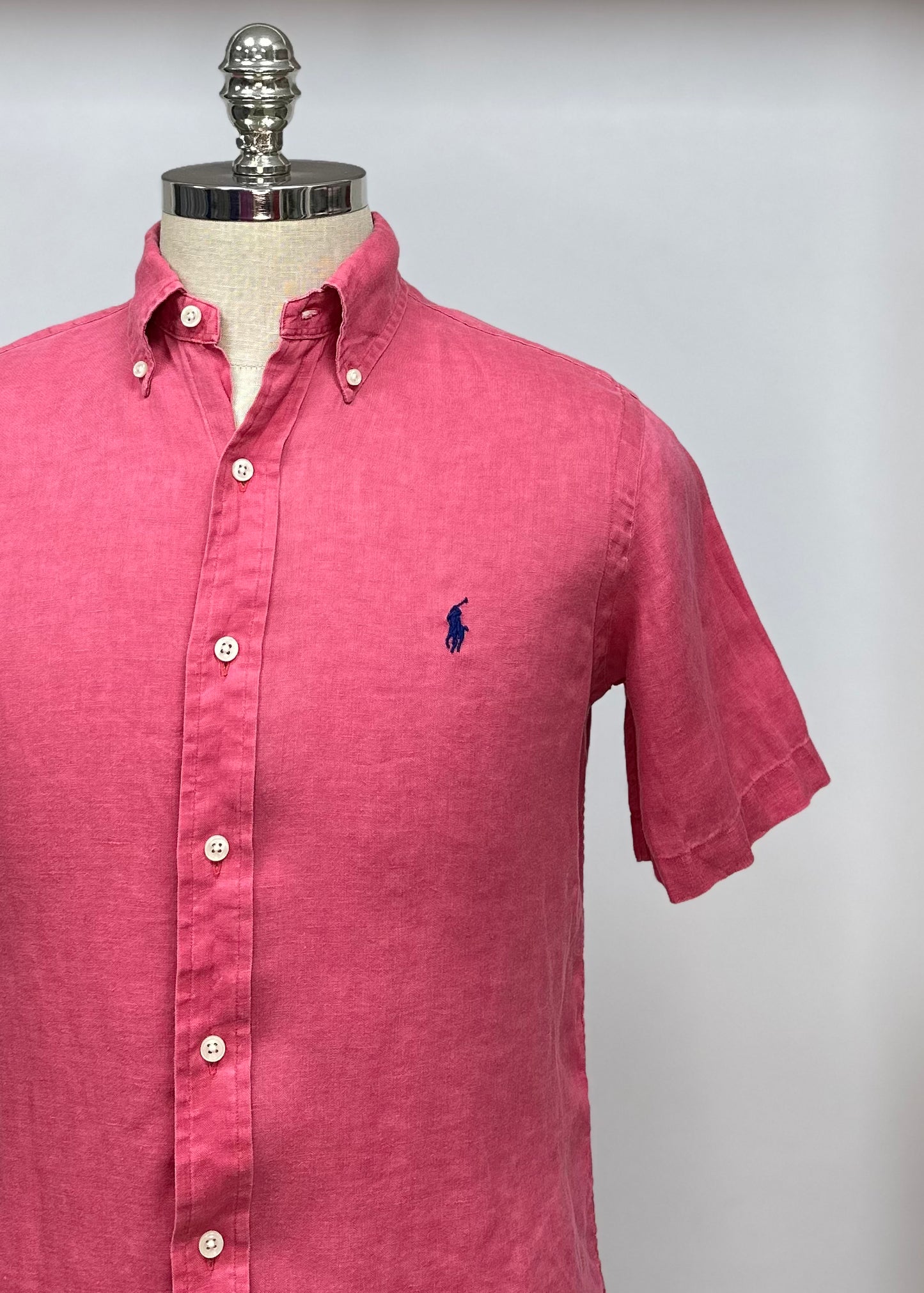 Camisa de botones Polo Ralph Lauren 🏇🏼 De Lino en color rosado magenta Talla L Entalle Clásico