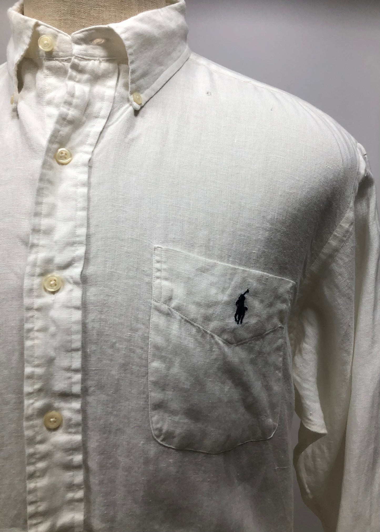 Camisa Polo Ralph Lauren 🏇🏼 de Lino en color blanco Talla L Entalle Regular (ver descripción)