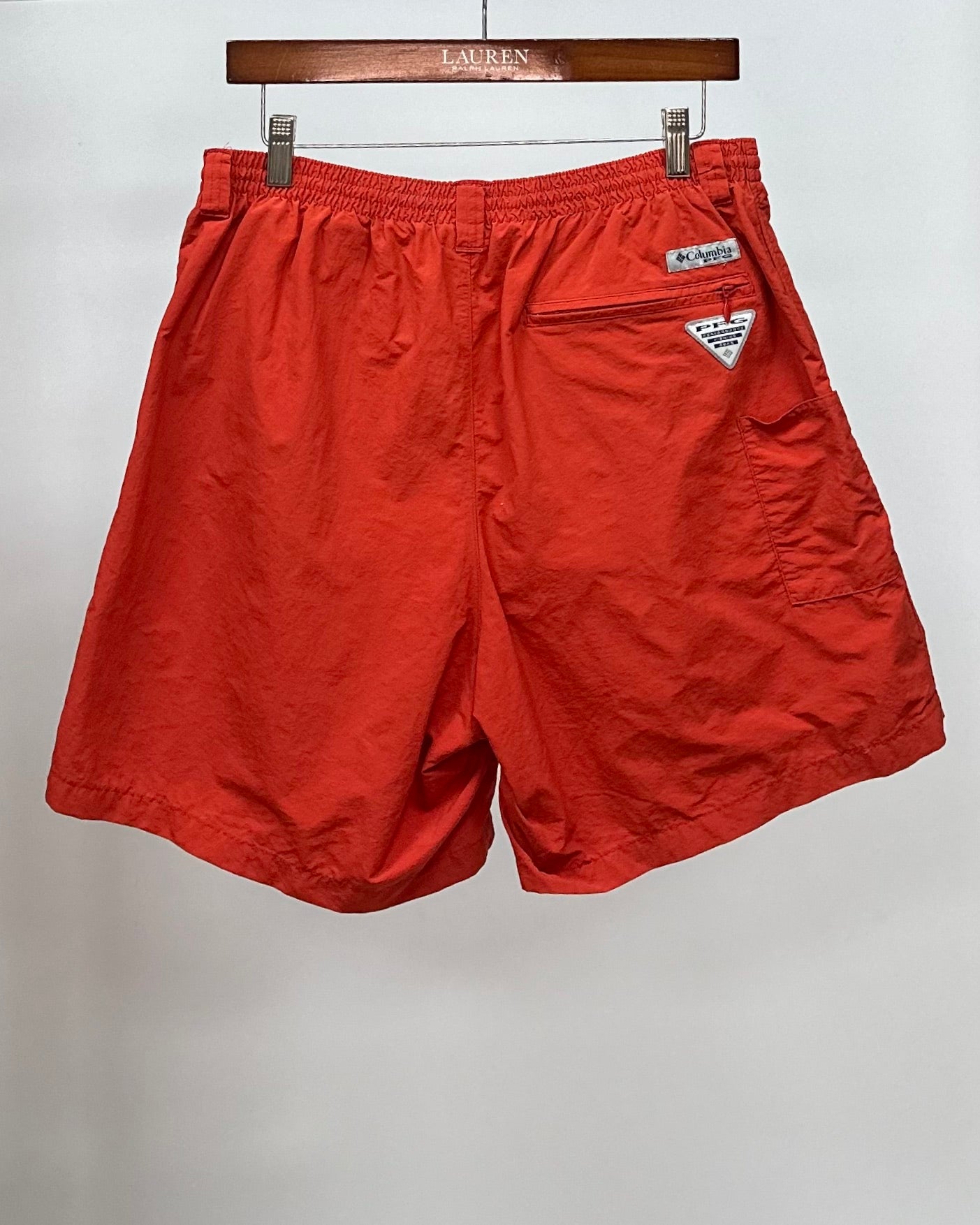 Short de baño Columbia, color rojo naranja, talla M