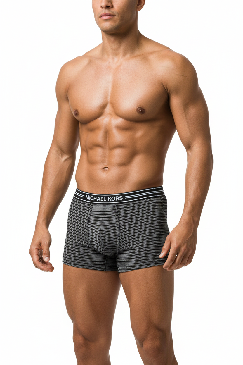 Boxers Briefs Michael Kors color azul navy, gris claro y gris con rayas Talla S