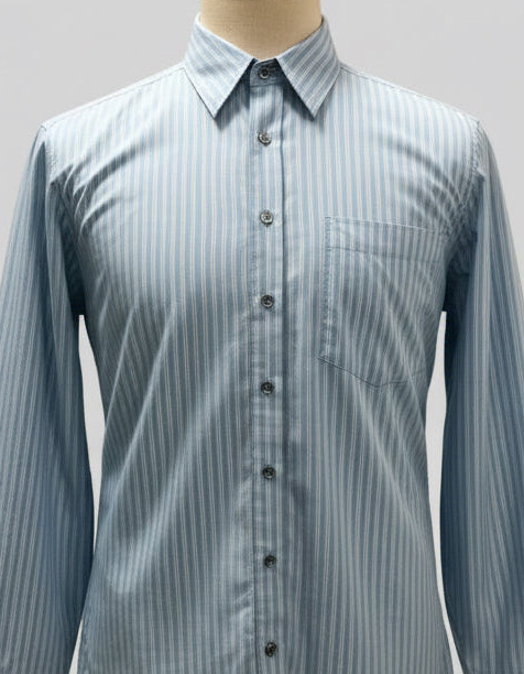 Camisa de botones Michael Kors 🇺🇸 color celeste con rayas en blanco y negro Talla XL Entalle Regular