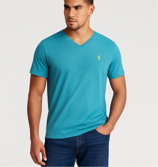 Camiseta cuello V Polo Ralph Lauren 🏇🏼 color verde esmeralda manga corta Talla Large Entalle Clásico