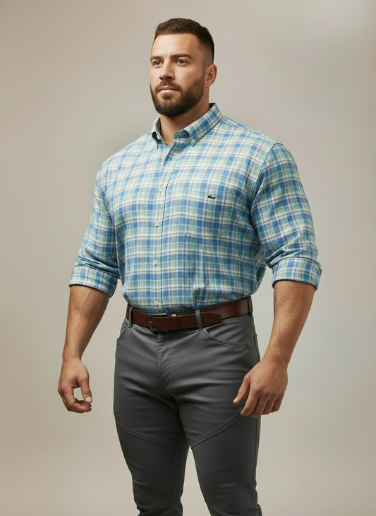 Camisa de botones Vineyard Vines 🐳 con patrón de cuadros en color verde, azul y blanco Talla 4XL Entalle Clásico