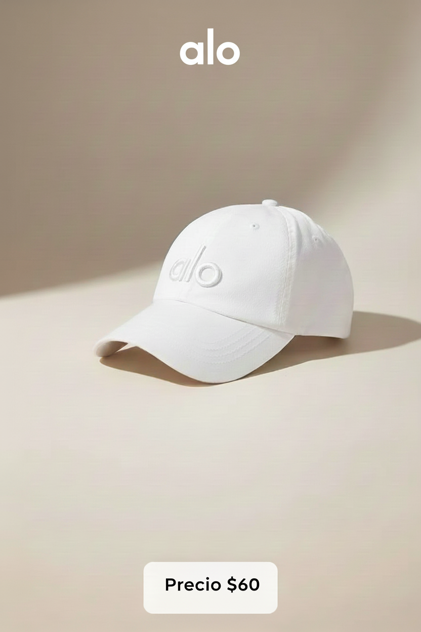 Gorra Alo🧘🏻‍♀️ color blanco con cierre de velcro