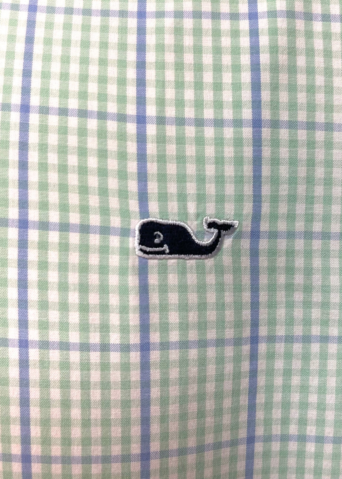 Camisa de botones Vineyard Vines 🐳 color blanco de cuadros en color celeste y verde claro Talla XL Entalle Regular