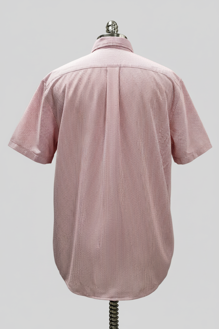 Camisa de botones Polo Ralph Lauren 🏇🏼 Seersucker de rayas en rojo y blanco Talla XXL Entalle Clásico