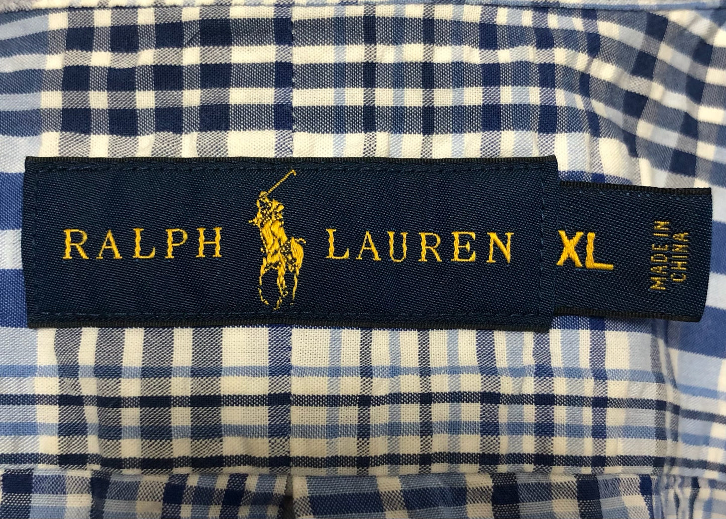 Camisa de botones Polo Ralph Lauren 🏇🏼 Seersucker de cuadros en azul, celeste y blanco Talla XL Entalle Regular