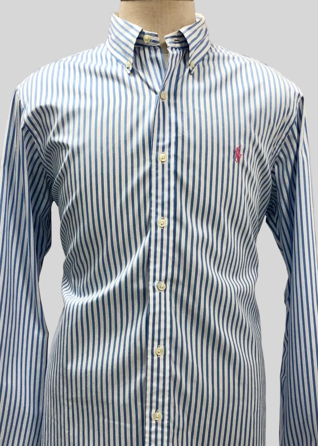 Camisa de botones Polo Ralph Lauren 🏇🏼 de rayas en color celeste y blanco Talla L Entalle Regular