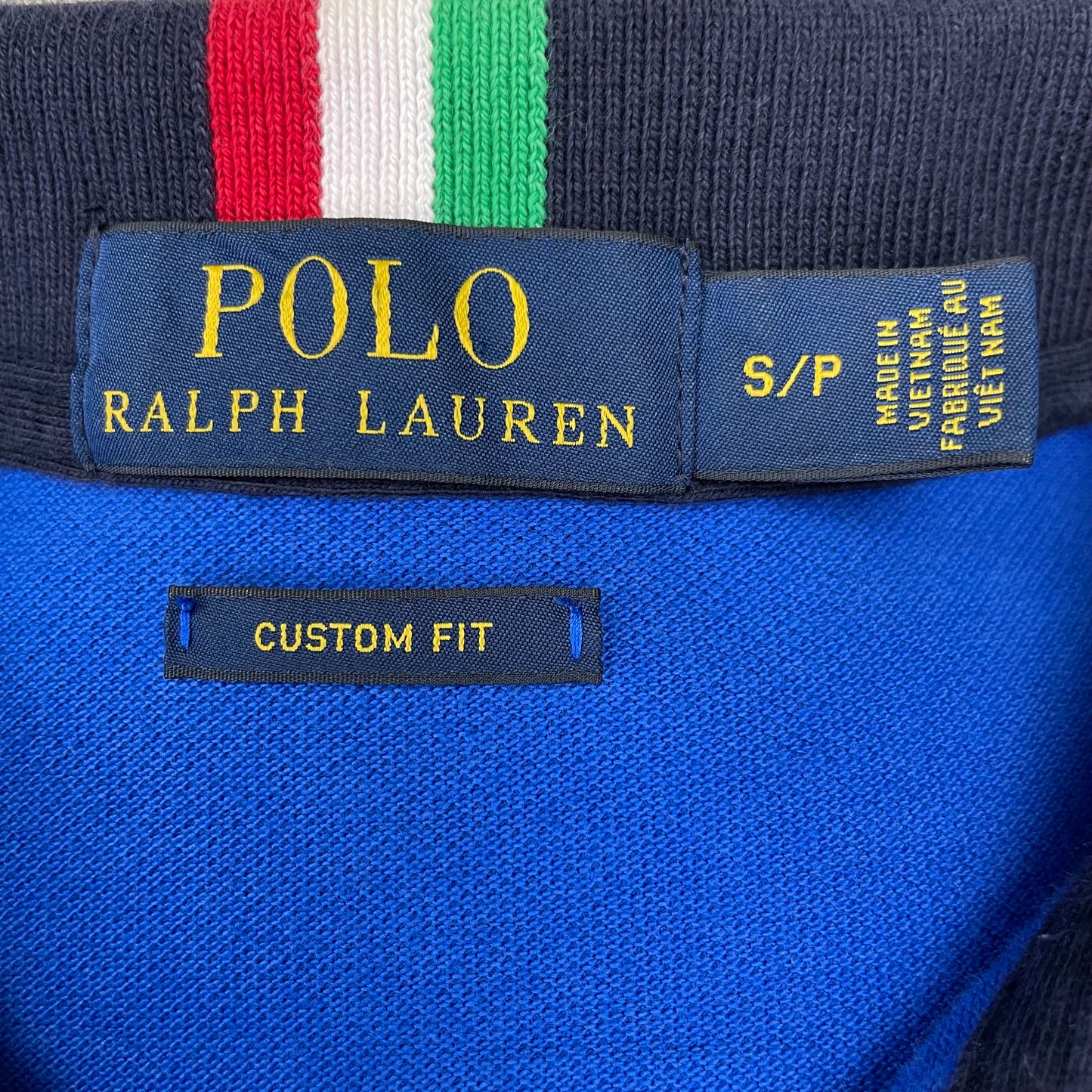 Camiseta Polo Ralph Lauren 🏇🏼 color azul con diseño de Italia y con logo en rojo Talla S Custom Fit