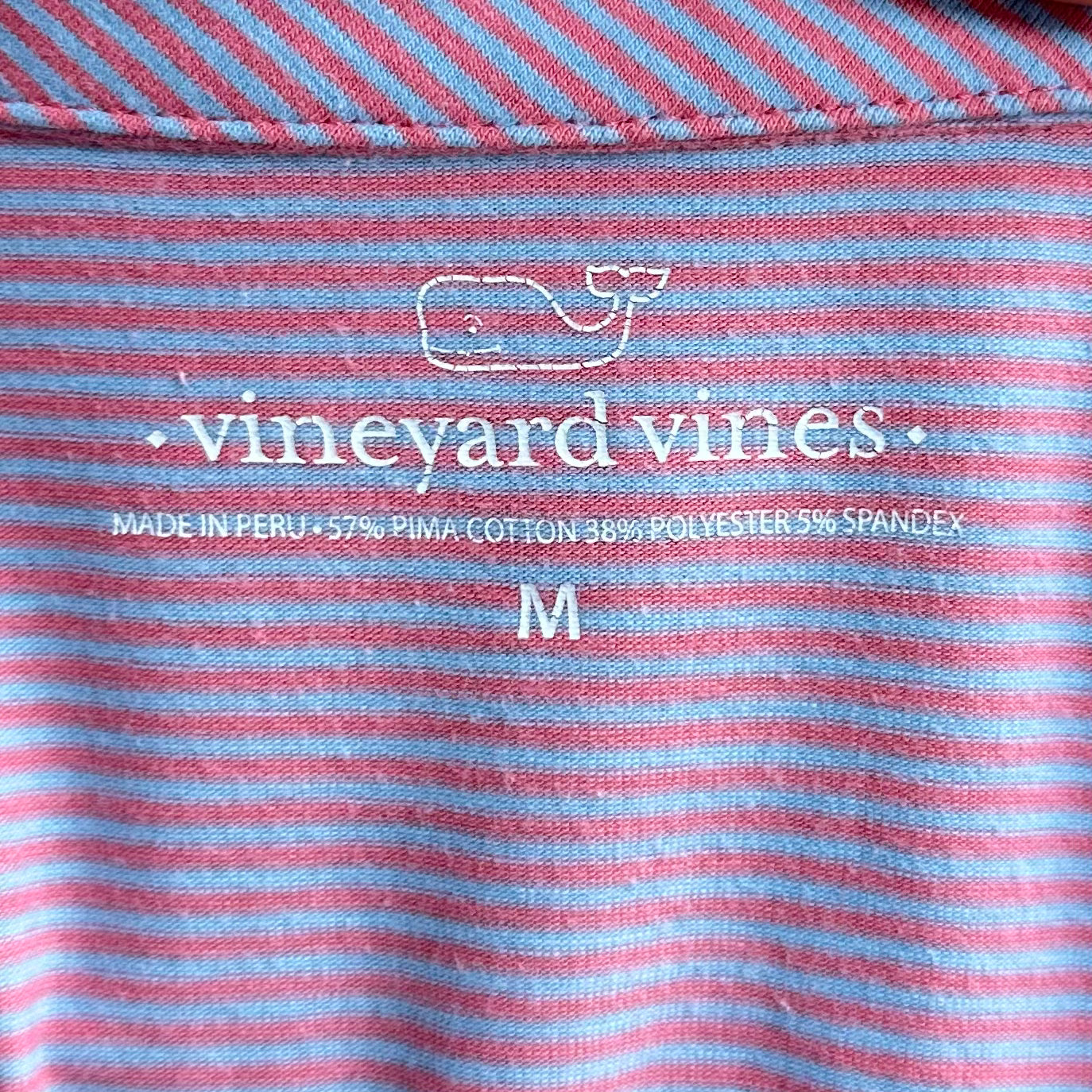 Camiseta Polo Vineyard Vines 🐳 con rayas en rosado y gris claro Talla M Entalle Regular