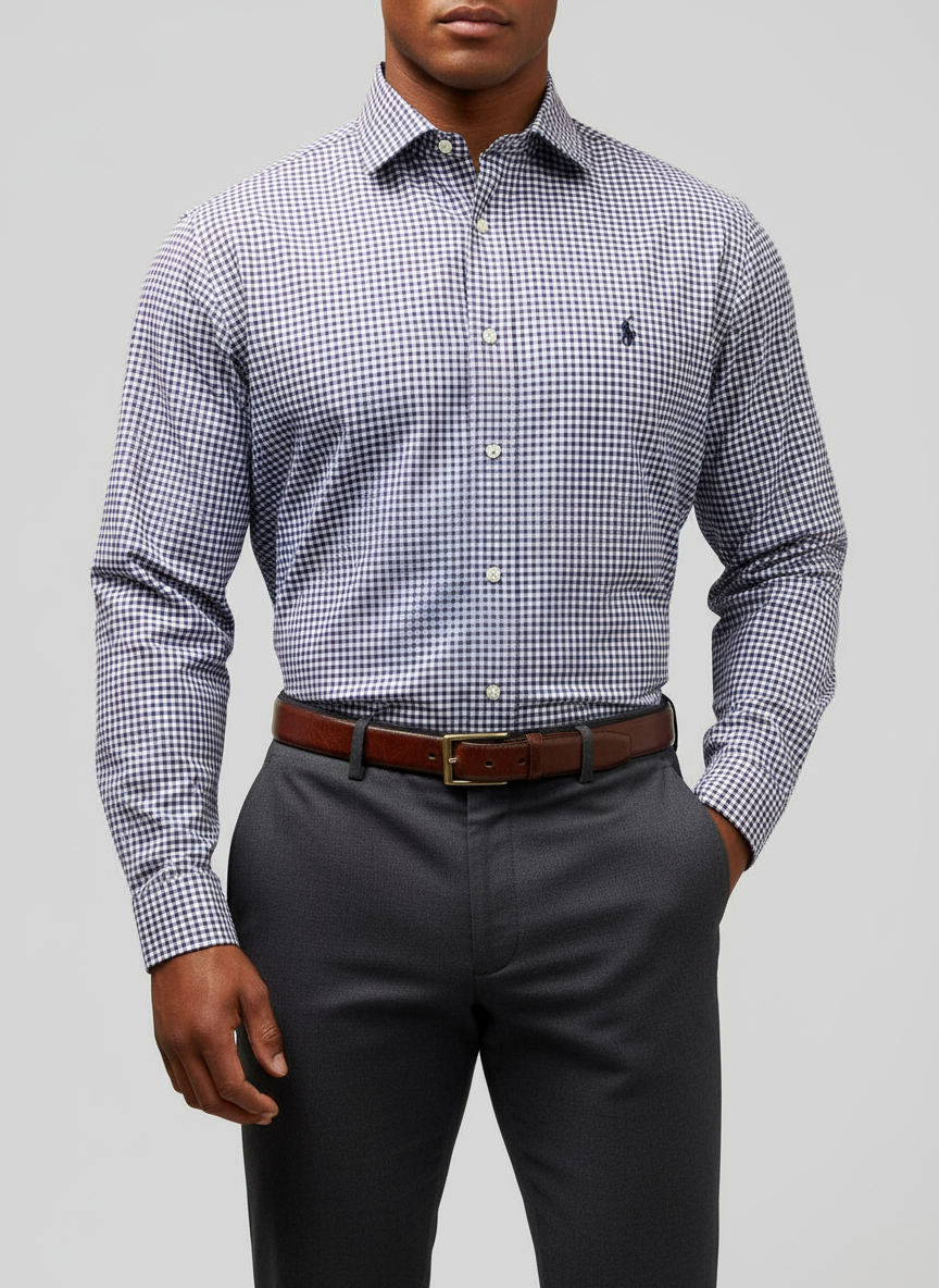 Camisa de botones Polo Ralph Lauren 🏇🏼 de cuadros morado y blanco Talla L Entalle Regular