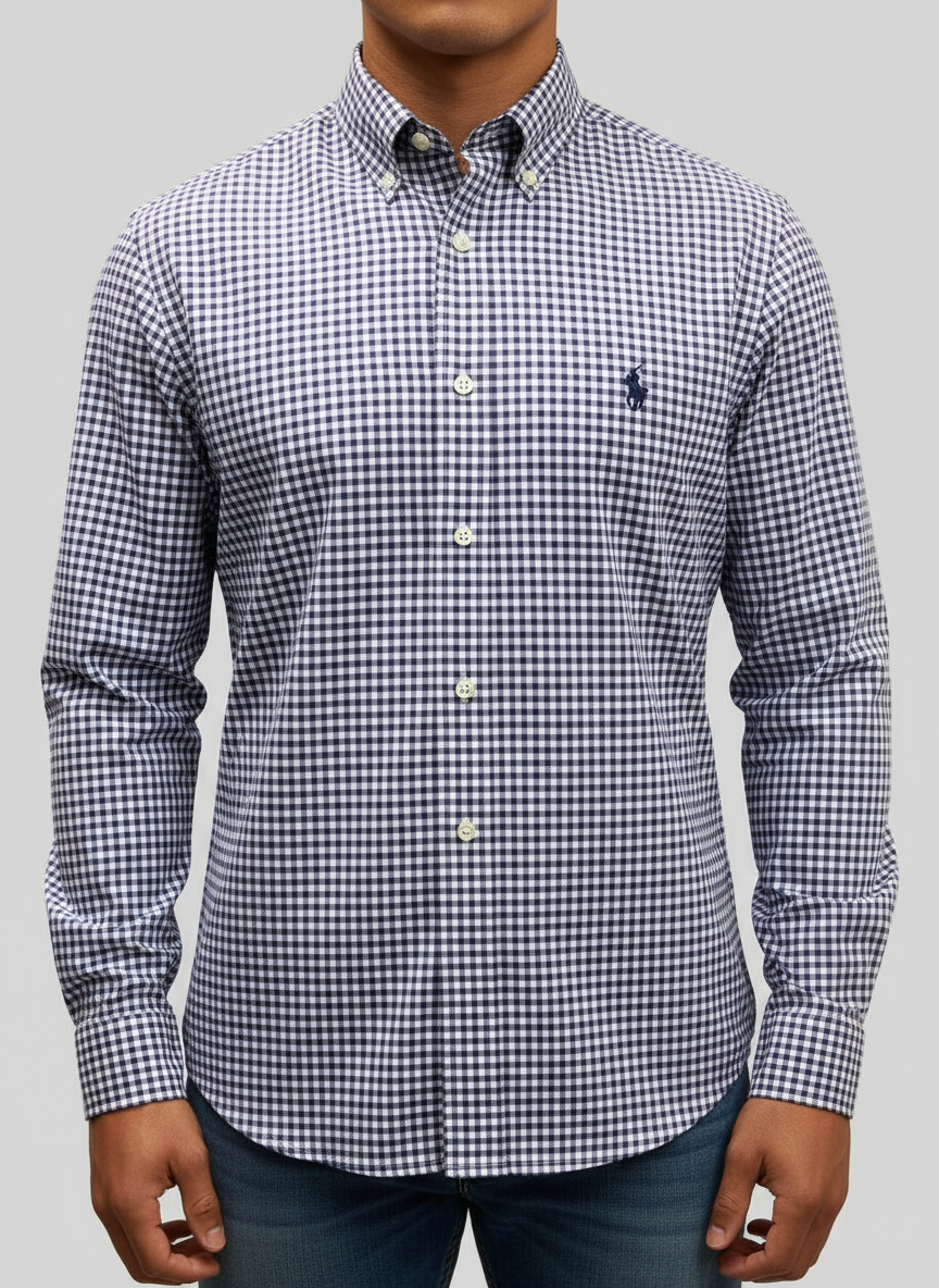 Camisa de botones Polo Ralph Lauren 🏇🏼 de cuadros morado y blanco Talla L Entalle Regular