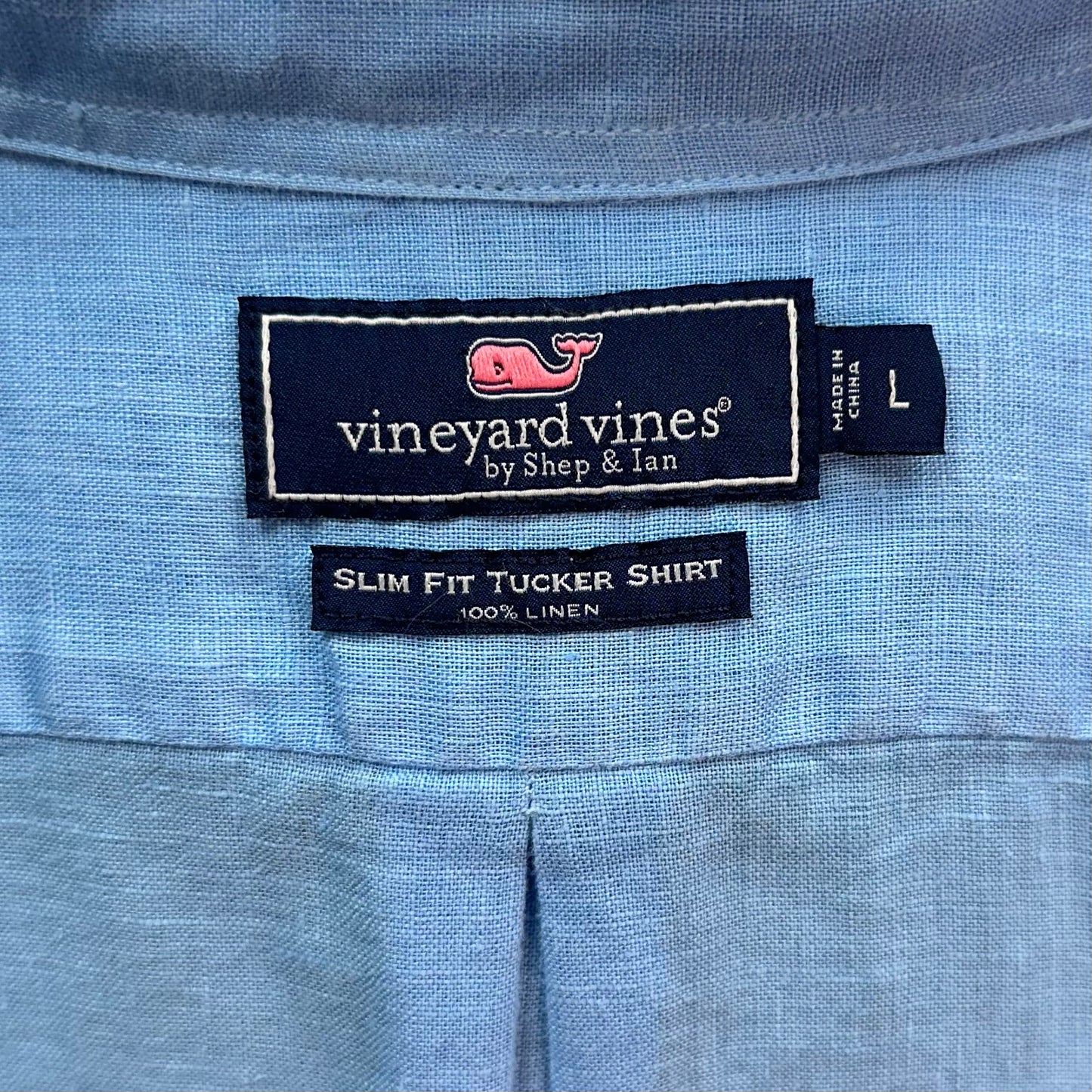 Camisa de lino Vineyard Vines 🐳 con diseño en tie-dye degradado color celeste y azul Talla L Entalle Slim Fit