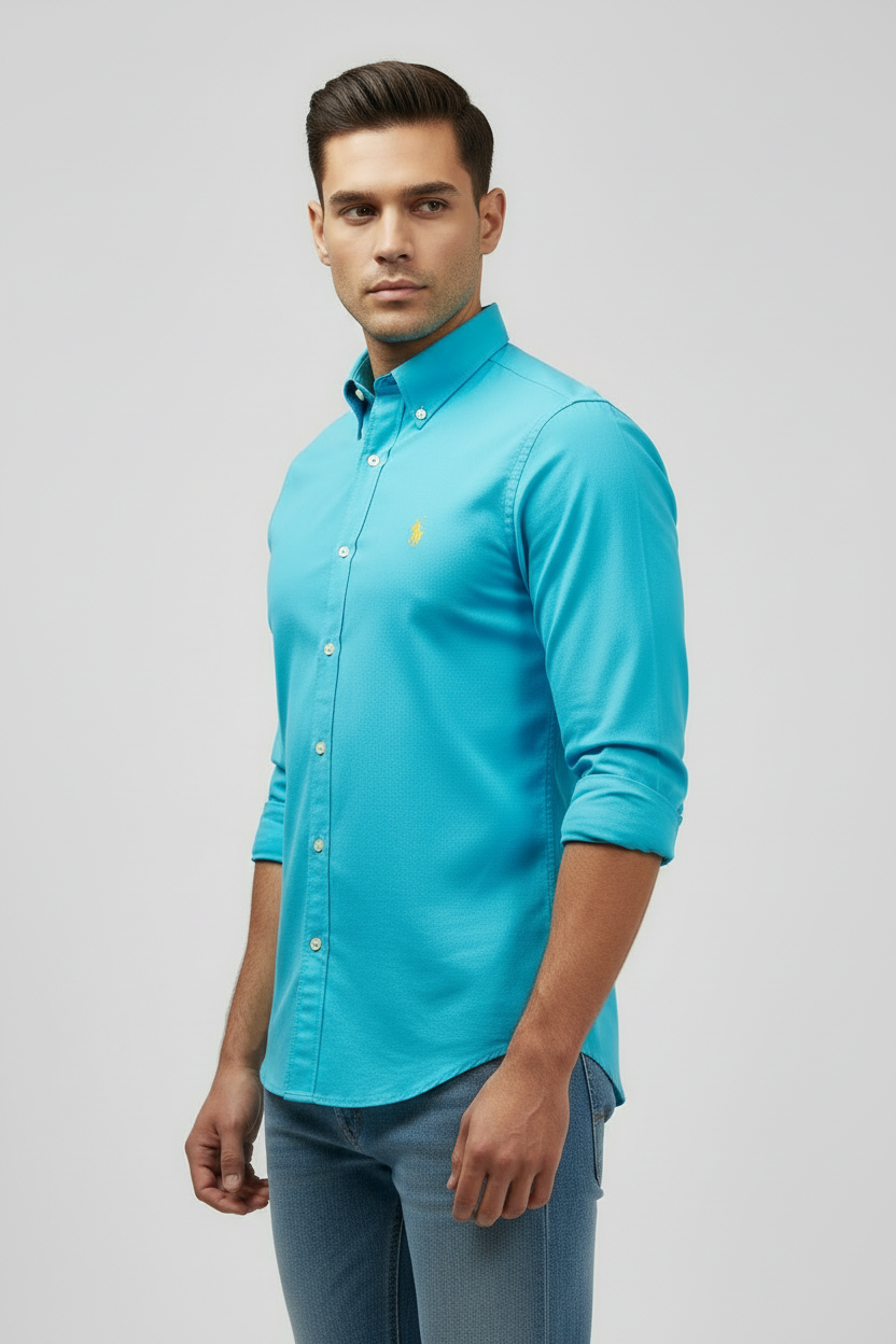Camisa de botones Polo Ralph Lauren 🏇🏼 Oxford en color turquesa intenso Talla M Entalle Regular