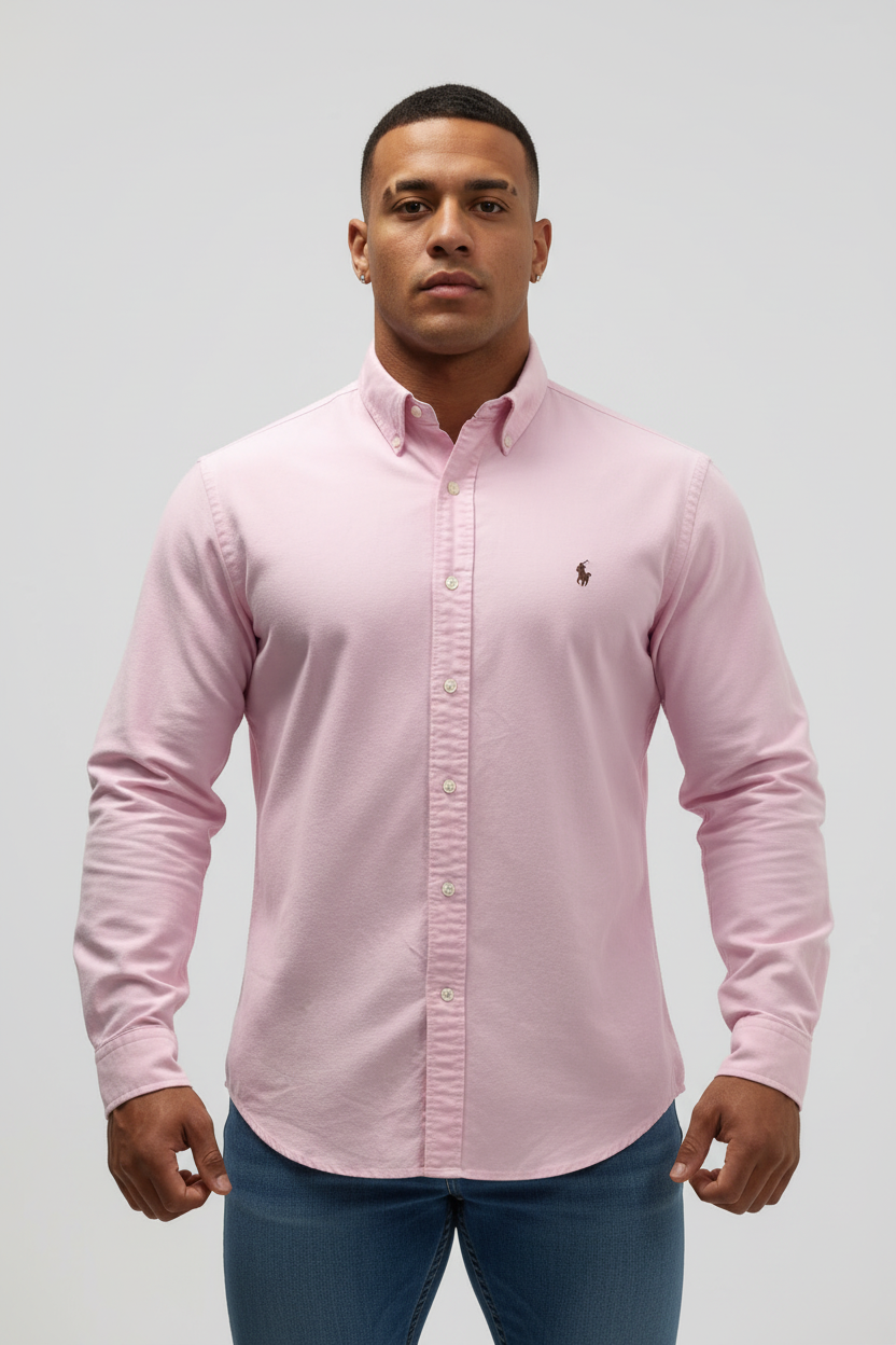 Camisa de botones Polo Ralph Lauren 🏇🏼 Oxford en color rosado claro Talla XXL Entalle Regular
