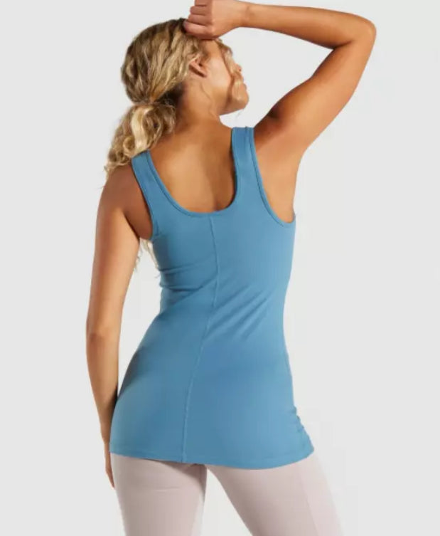 Camiseta Vest sin mangas de mujer Gymshark Performance en color azul grisaceo Talla S