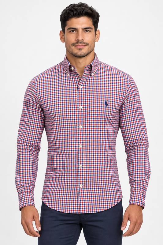 Camisa de botones Polo Ralph Lauren 🏇🏼 de cuadros rojo, azul y blanco Talla M Entalle Regular
