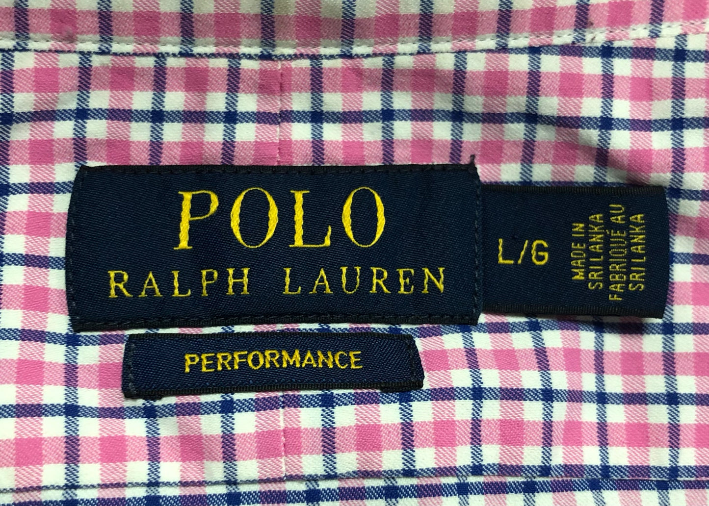 Camisa de botones Polo Ralph Lauren 🏇🏼 Performance de cuadros rosado, azul y blanco Talla L Entalle Regular