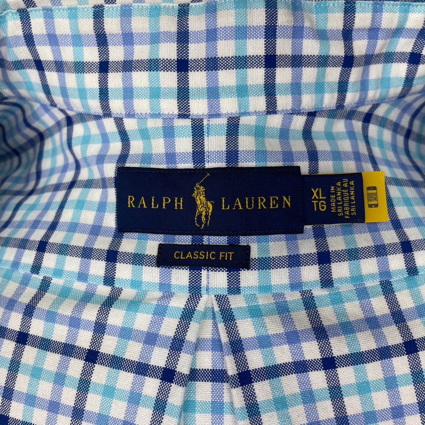 Camisa Polo Ralph Lauren 🏇🏼 con patron de cuadros gingham turquesa, azul y blanco Talla XL Entalle Clásico