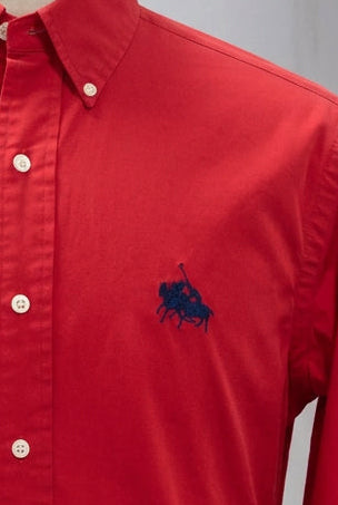 Camisa de botones Polo Ralph Lauren 🏇🏼 Oxford Big Pony en color rojo Talla L Entalle Clásico