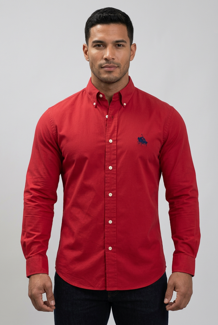 Camisa de botones Polo Ralph Lauren 🏇🏼 Oxford Big Pony en color rojo Talla L Entalle Clásico