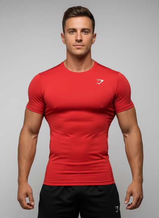 Camiseta de entrenamiento cuello redondo Gymshark 🏋🏽 color rojo manga corta Talla S