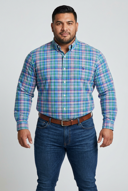 Camisa Polo Ralph Lauren 🏇🏼 de cuadros en color rojo, verde, azul y blanco Talla XL Entalle Regular