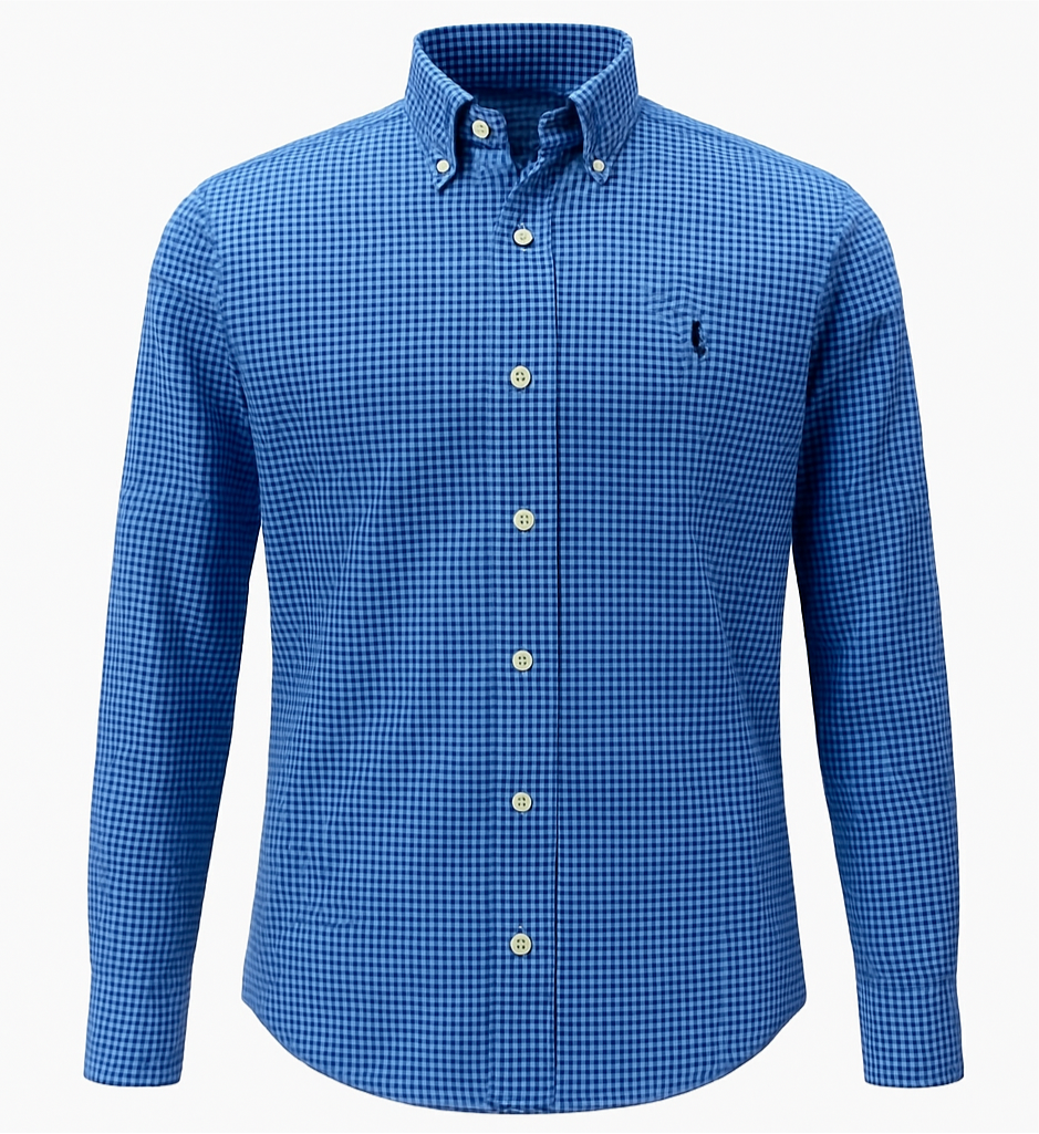 Camisa de botones Polo Ralph Lauren 🏇🏼 color azul de cuadros en color azul navy y blanco Talla S Entalle Regular