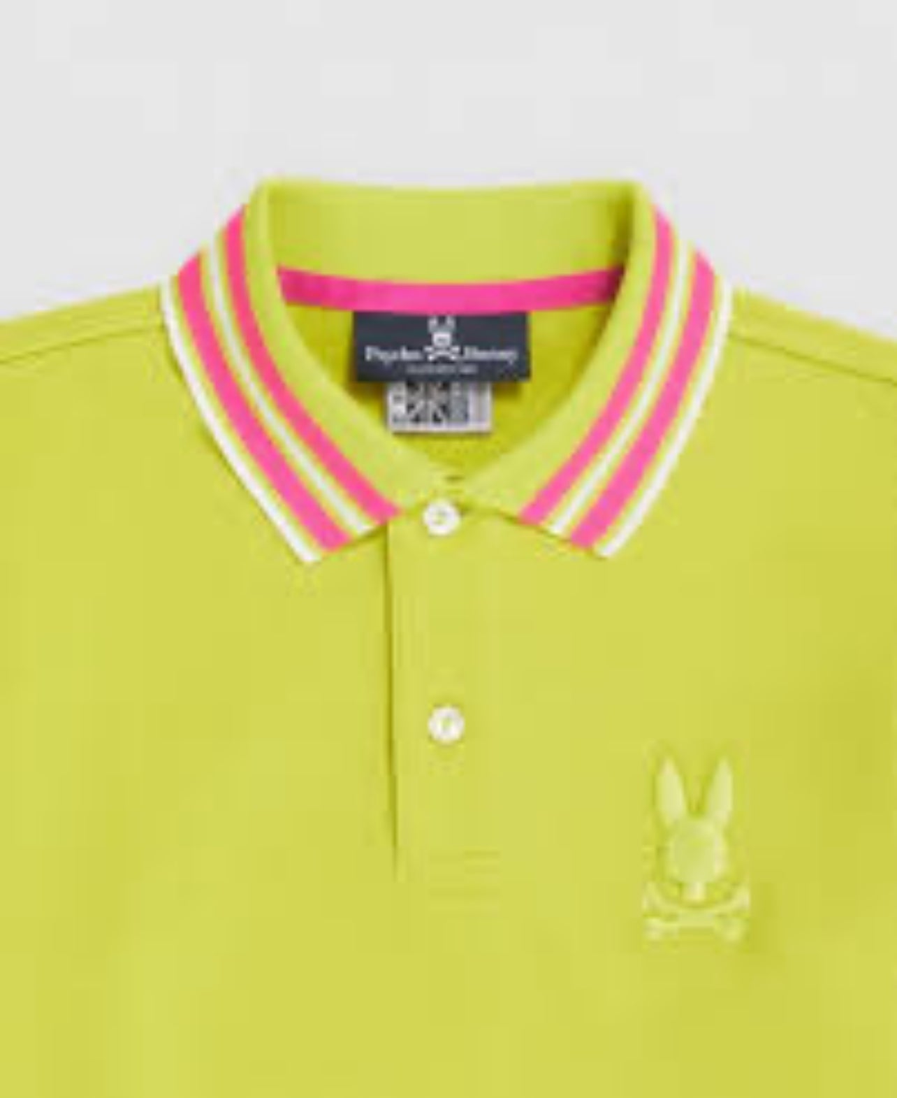 Camiseta Polo Psycho Bunny 🐰  color verde intenso y diseño de cuello Talla 3XL Entalle Regular