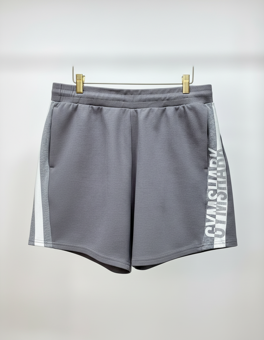 Short Lounge Gymshark 🏋🏼‍♂️ color gris claro y logo en blanco Talla L