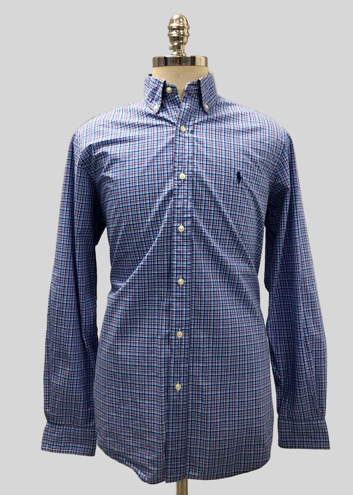 Camisa Polo Ralph Lauren 🏇🏼 de cuadros celeste, azul, morado Talla L Entalle Clásico