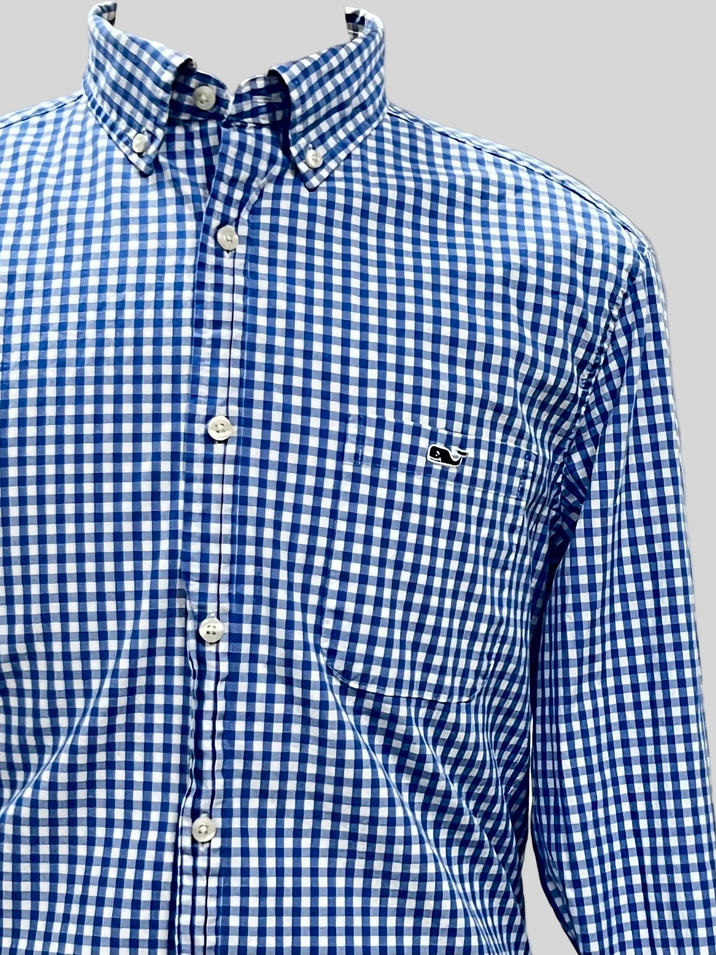 Camisa de botones Vineyard Vines 🐳 de cuadros en color azul y blanco Talla L Entalle Clásico