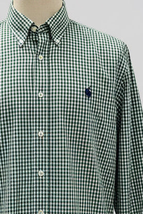 Camisa de botones Polo Ralph Lauren 🏇🏼 con patrón de cuadros gingham verde oscuro y blanco Talla XL Entalle Regular